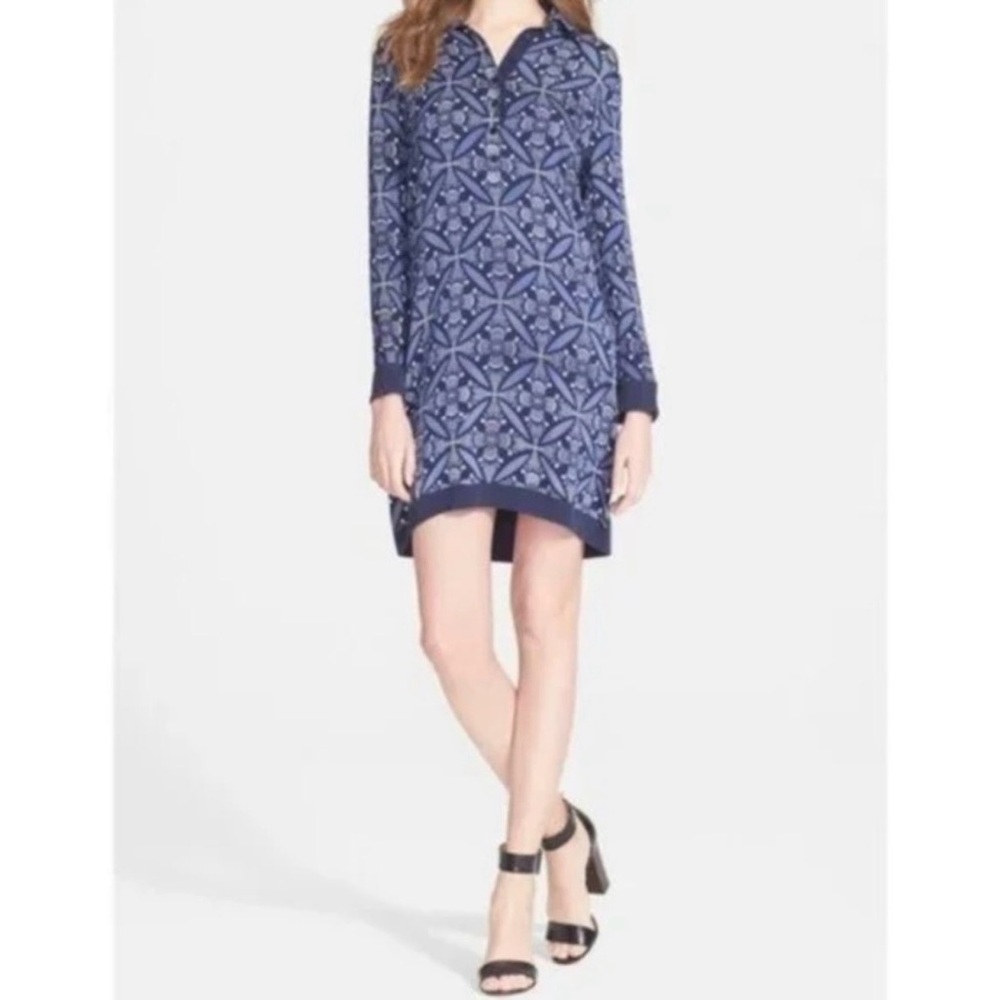 NWT DIANE VON FURSTENBURG
Sorrel Silk Knit Shirt Dress, Midnight Tile Floral